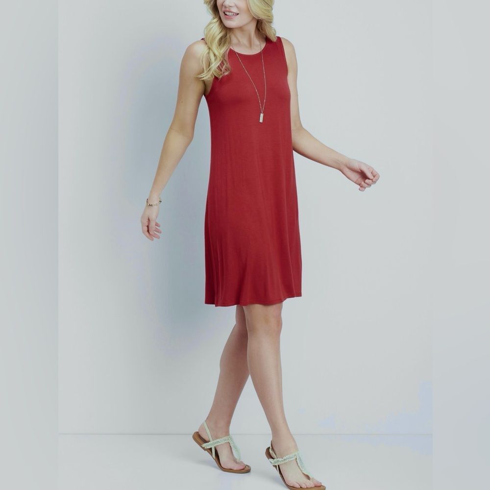 Maurices Summer Sleeveless Burgundy Red Swing Dress Size M